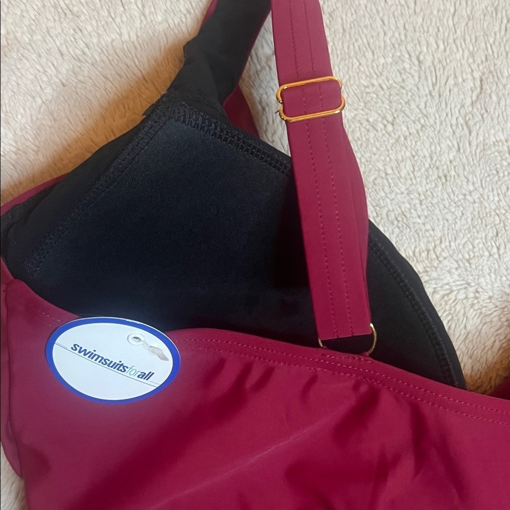 NWT Swimsuits For All Burgundy One Piece Swimsuit - Picture 9 of 12
